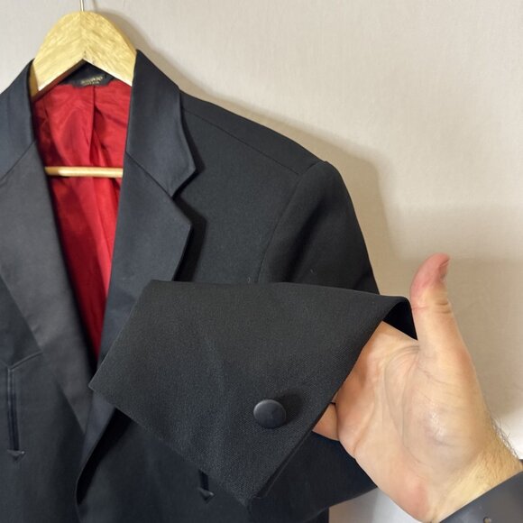 Vintage Pagano West Black Western Tuxedo Blazer Jacket 40R USA Made Satin Lapels - Picture 2 of 7